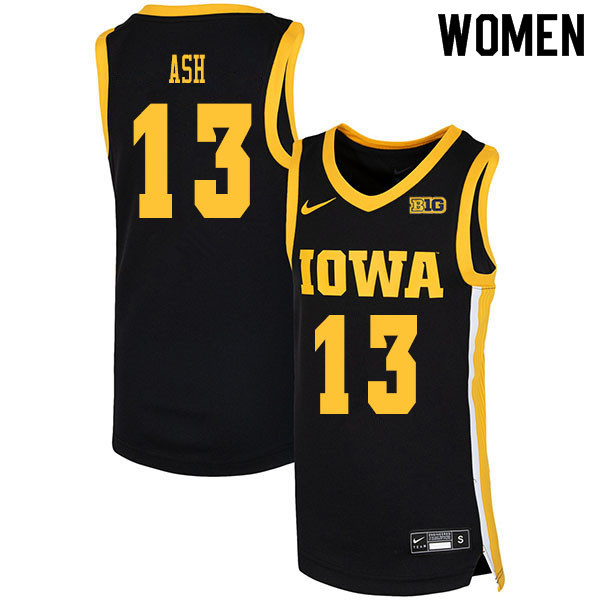 2020 Women #13 Austin Ash Iowa Hawkeyes College Basketball Jerseys Sale-Black - Click Image to Close